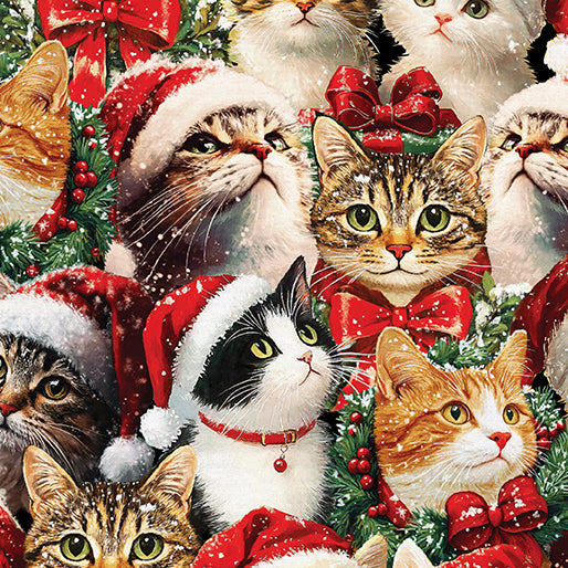 Cats in Santa Hats Vintage Dress