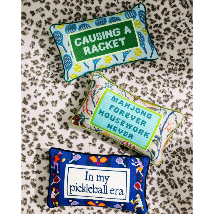 Causing A Racket Needlepoint Pillow