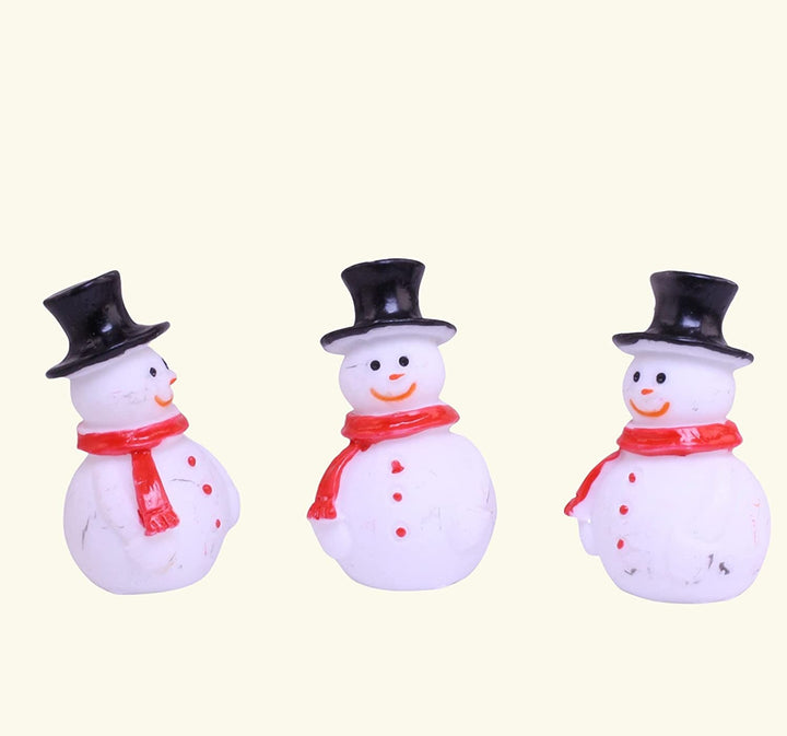 Retro Plastic Mini Snowman 1.25" - Set of 3