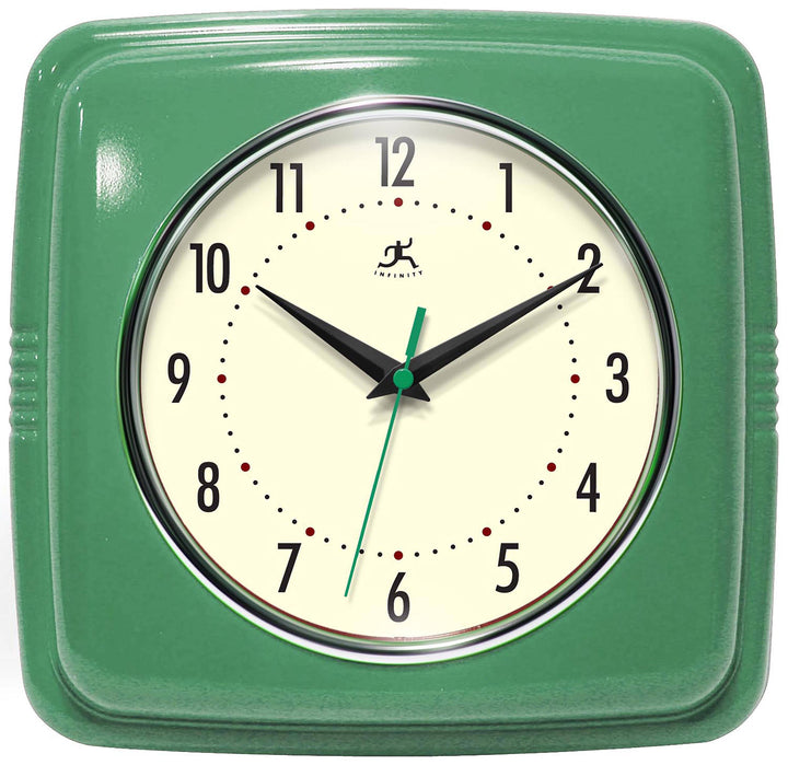 Retro Square Green Indoor Wall Clock