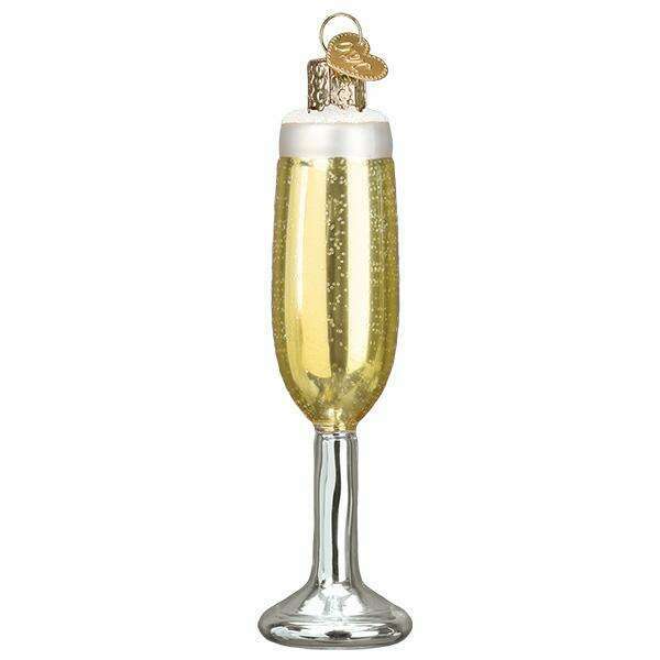 Old World Christmas Champagne Flute Blown Glass Ornament