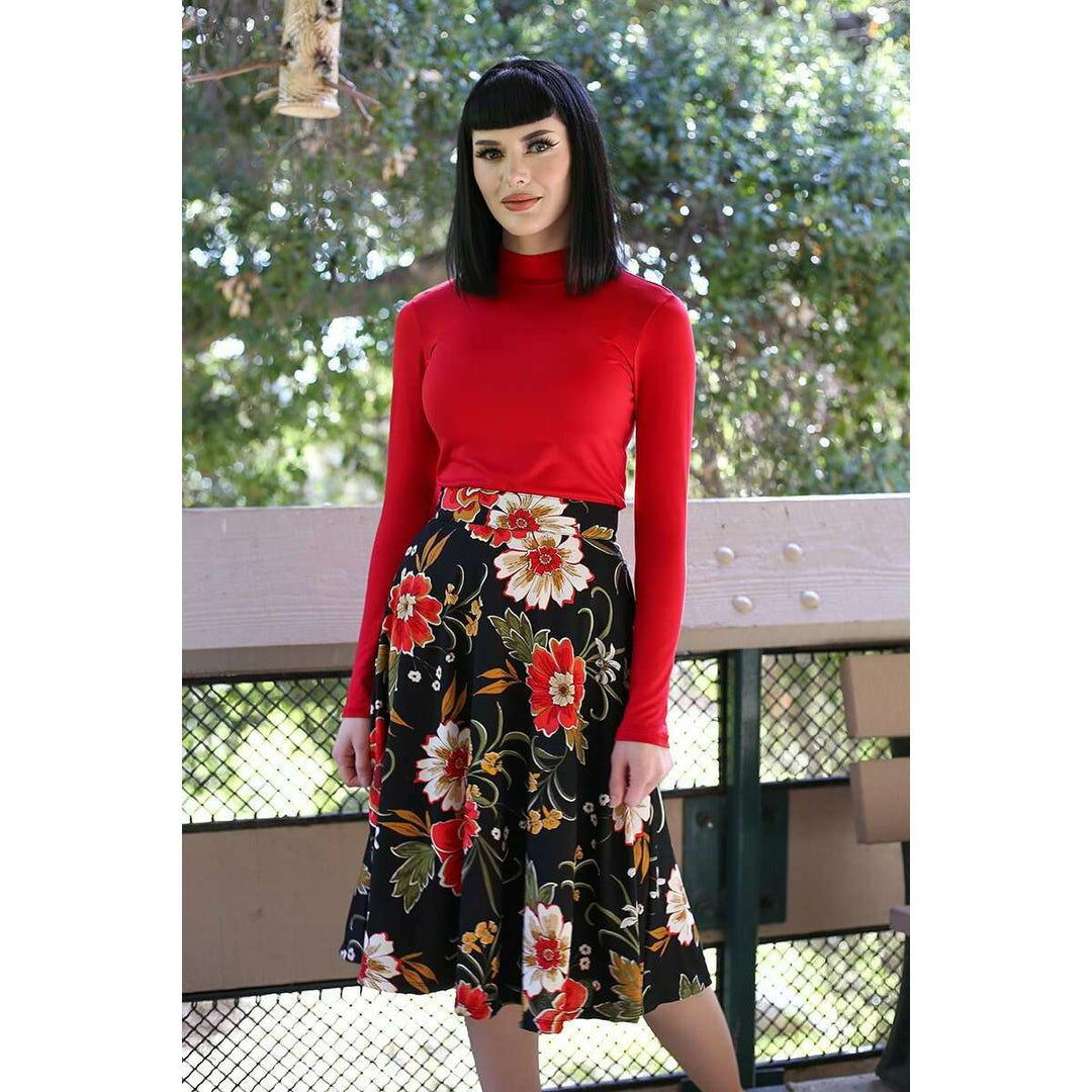 Charlotte Skirt in Black Floral - 4X only