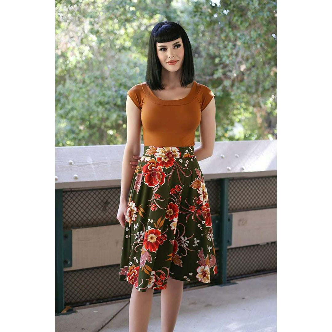 Charlotte Skirt in Green Floral