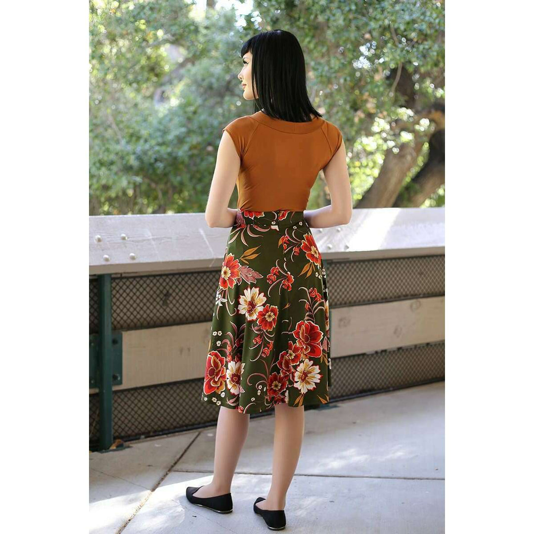 Charlotte Skirt in Green Floral