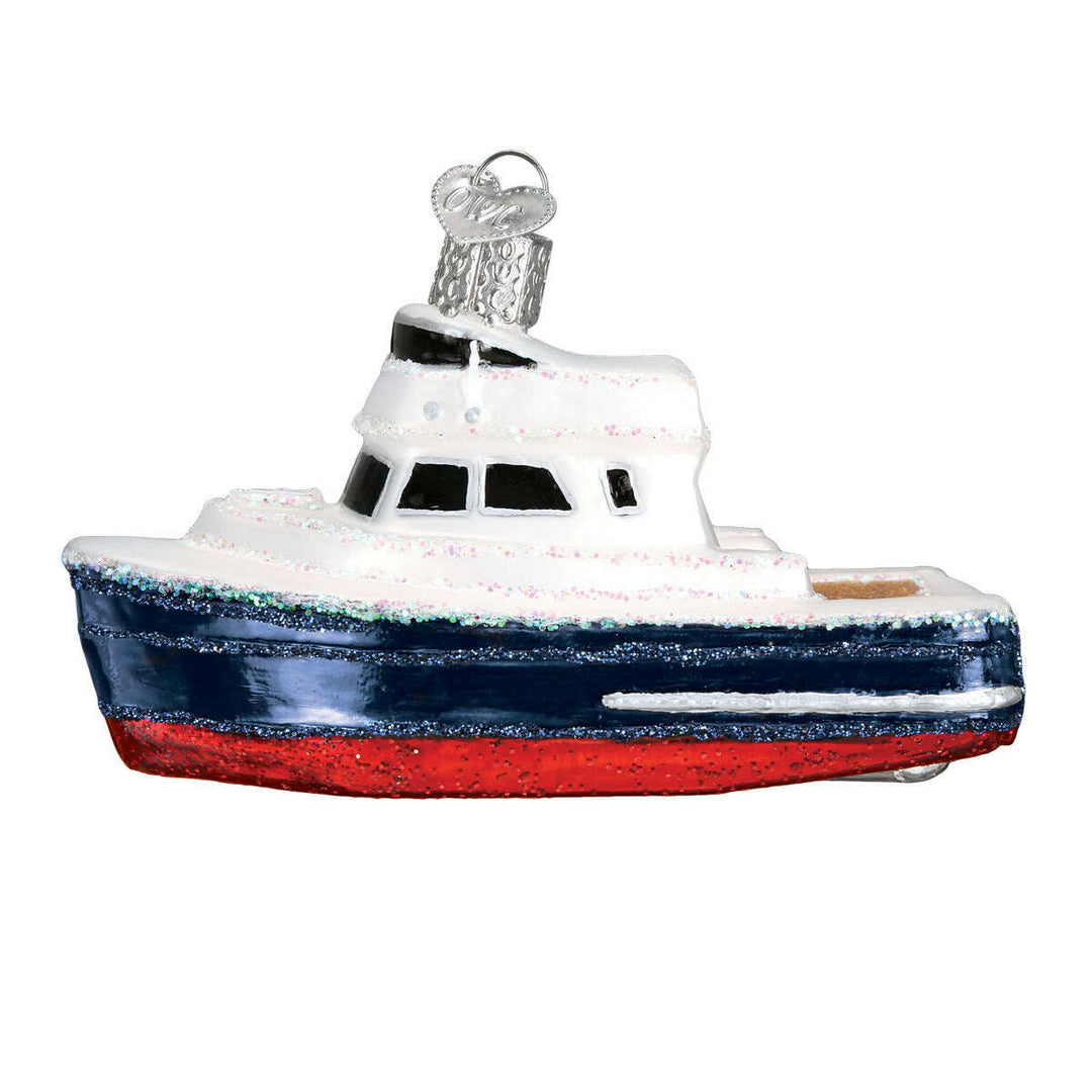 Old World Christmas Charter Boat Blown Glass Ornament