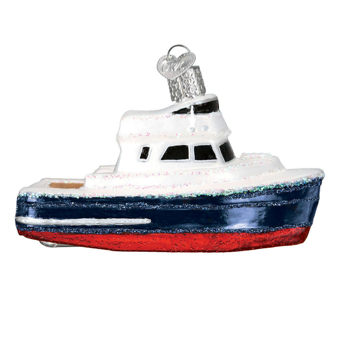 Old World Christmas Charter Boat Blown Glass Ornament