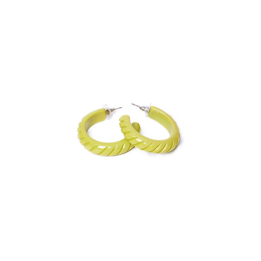 Chartreuse Heavy Carve Hoop Earrings by Splendette image