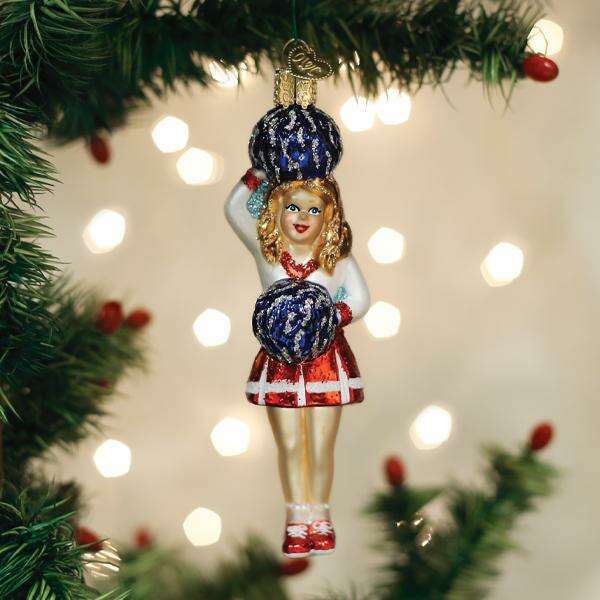 Old World Christmas Cheerleader Blown Glass Ornament