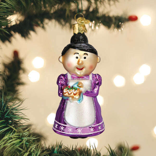 Old World Christmas Cheery Mrs. Claus Blown Glass Ornament