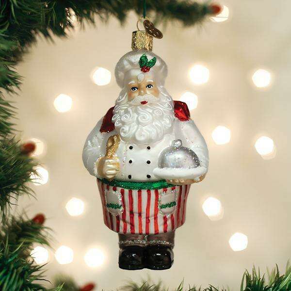 Old World Christmas Chef Santa Blown Glass Ornament
