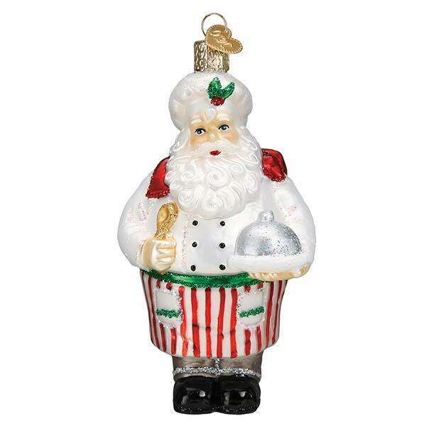 Old World Christmas Chef Santa Blown Glass Ornament