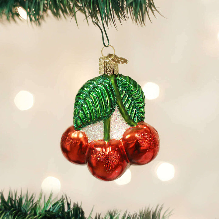 Old World Christmas Cherries Blown Glass Ornament