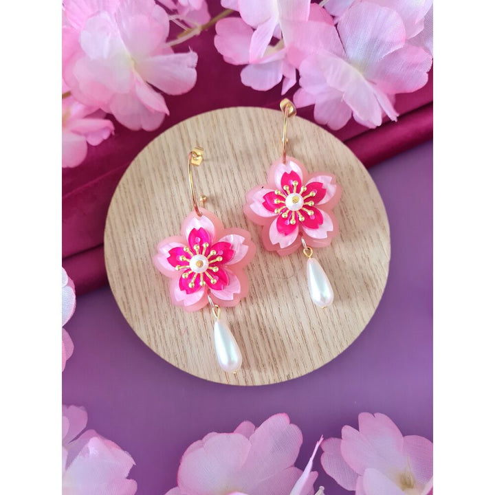 Cherry Blossom Sakura Hoop Earrings by Cherryloco Jewellery 1