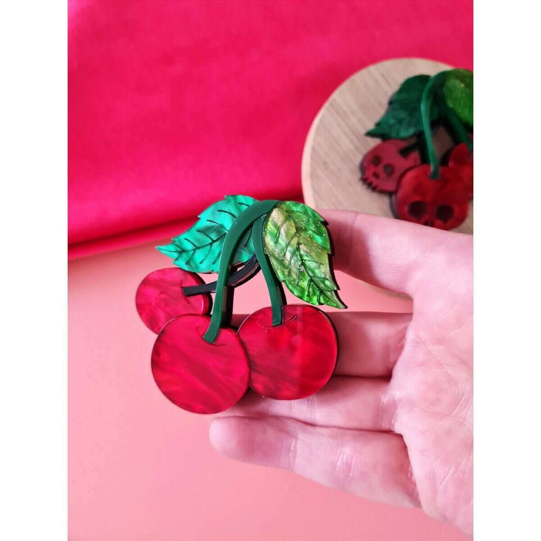 Cherry trio brooch or necklace 3
