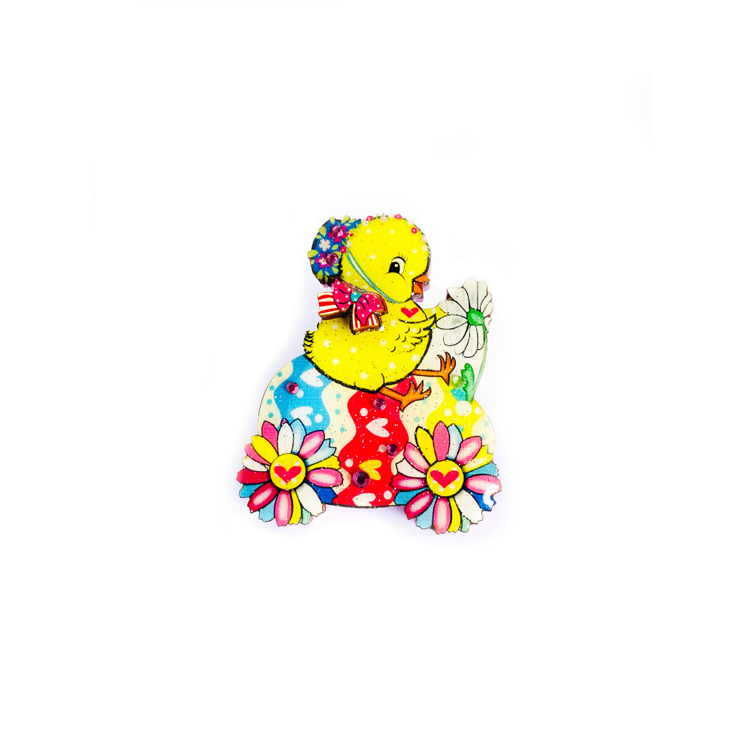 Chickadee Goes Riding Brooch by Rosie Rose Parker