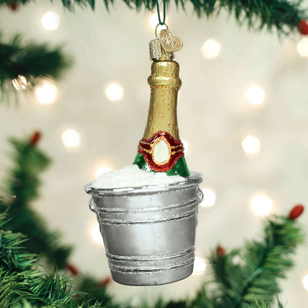 Old World Christmas Chilled Champagne Blown Glass Ornament