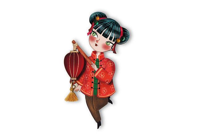Chinese Girl Lantern Brooch by LaliBlue - Quirks!