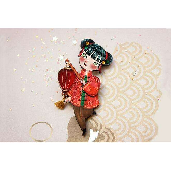 Chinese Girl Lantern Brooch by LaliBlue - Quirks!