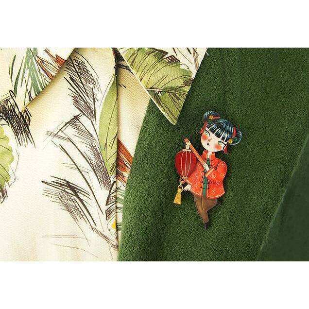 Chinese Girl Lantern Brooch by LaliBlue - Quirks!