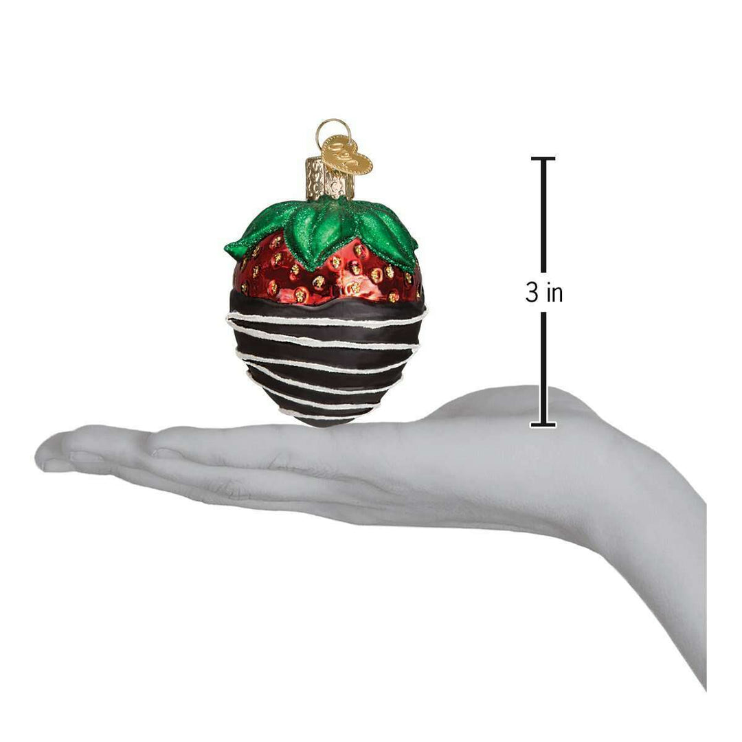 Old World Christmas Chocolate Dipped Strawberry Blown Glass Ornament
