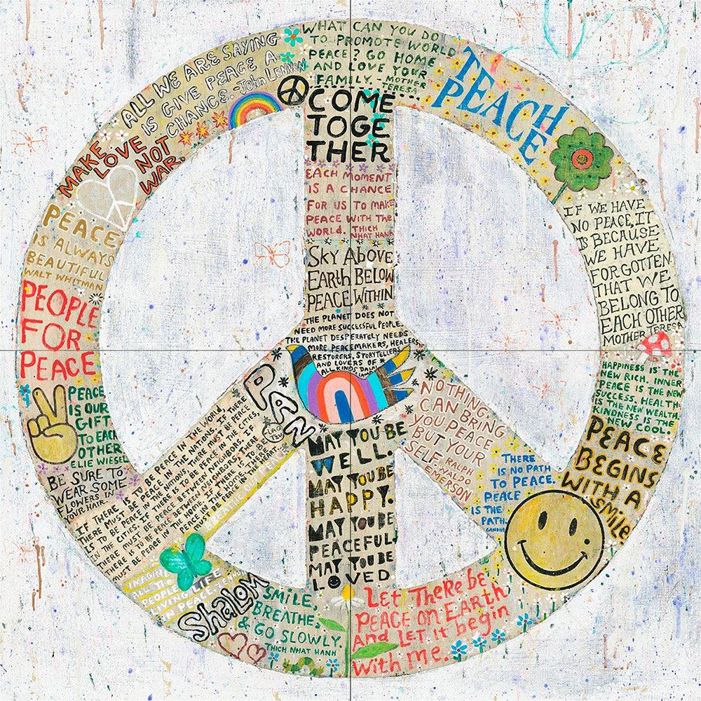 Choose Peace (White) Gallery Wrap Art Print Panels - 72" X 72" by Sugarboo Designs - Quirks!