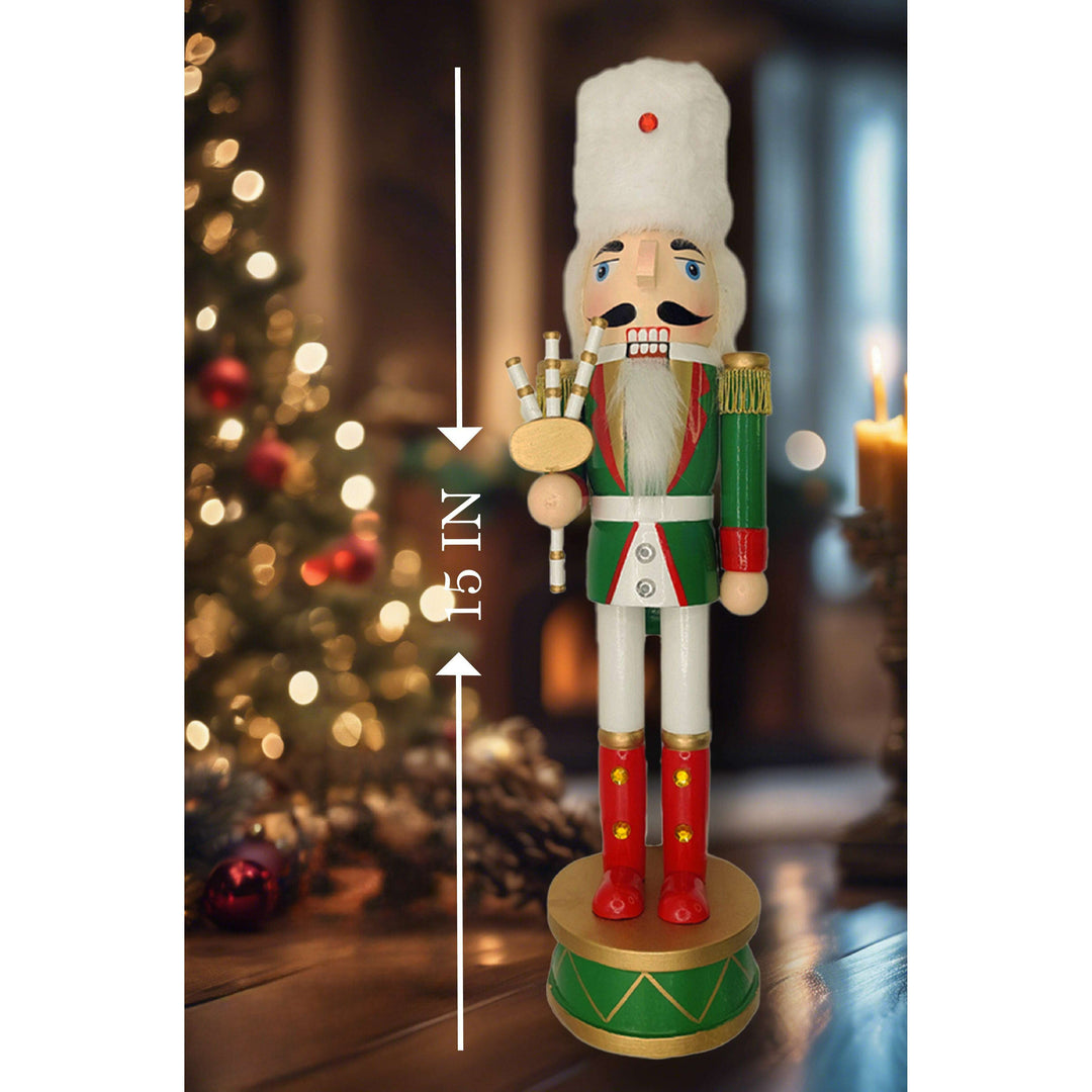 Christmas Bagpipes Nutcracker. Wizardi Classic Wooden Festive Decoration F07M14-32-N01819B