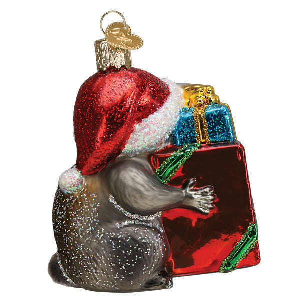 Old World Christmas Christmas Bandit Raccoon Blown Glass Ornament