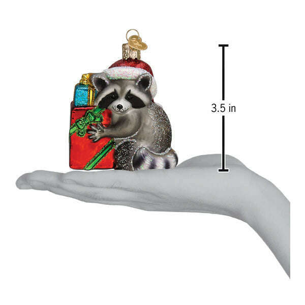 Old World Christmas Christmas Bandit Raccoon Blown Glass Ornament