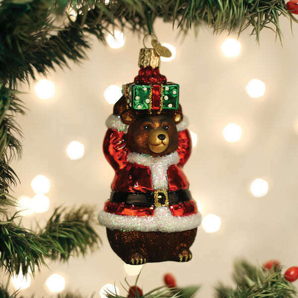 Old World Christmas Christmas Bear Blown Glass Ornament