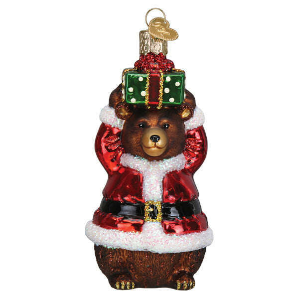 Old World Christmas Christmas Bear Blown Glass Ornament