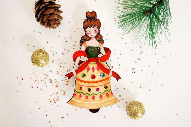 Christmas Bell Girl Brooch by LaliBlue - Quirks!