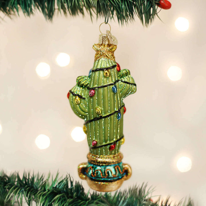 Old World Christmas Christmas Cactus Blown Glass Ornament