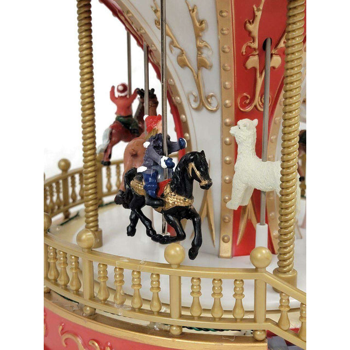 Christmas Carousel Decoration. Animated Christmas Village F07M4-10