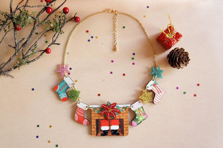 Christmas Chimney with Stockings Necklace by Laliblue - Quirks!