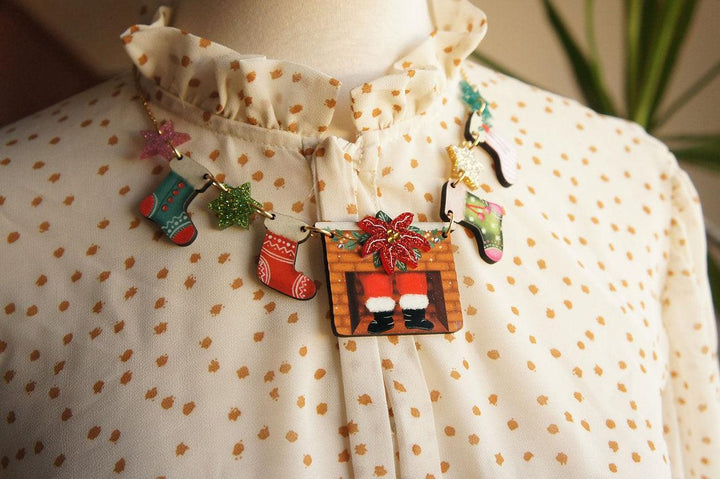 Christmas Chimney with Stockings Necklace by Laliblue - Quirks!