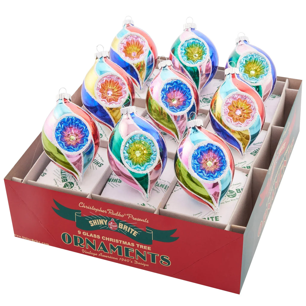 Christmas Confetti 9 Count 2.5” Reflector Tulips by Shiny Brite - Quirks!