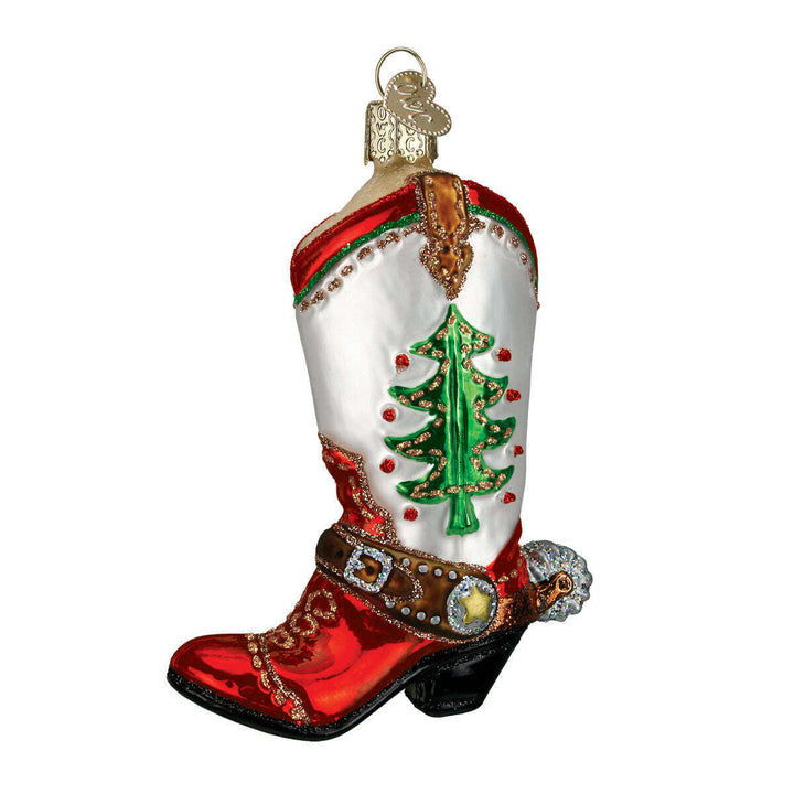 Old World Christmas Christmas Cowboy Boot Blown Glass Ornament