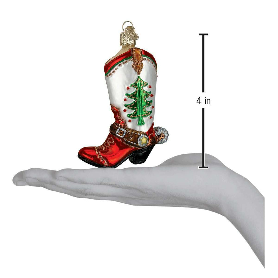 Old World Christmas Christmas Cowboy Boot Blown Glass Ornament