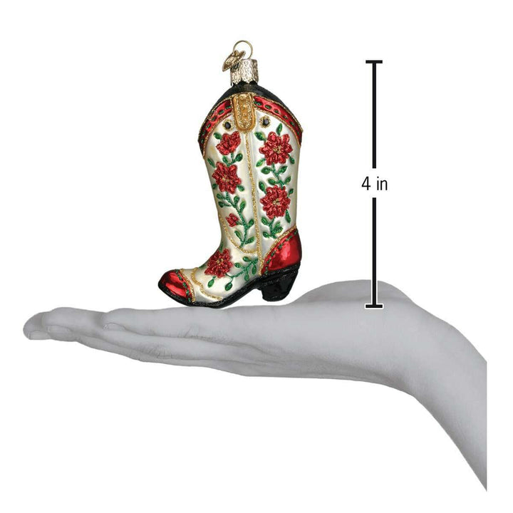 Old World Christmas Christmas Cowgirl Boot Blown Glass Ornament