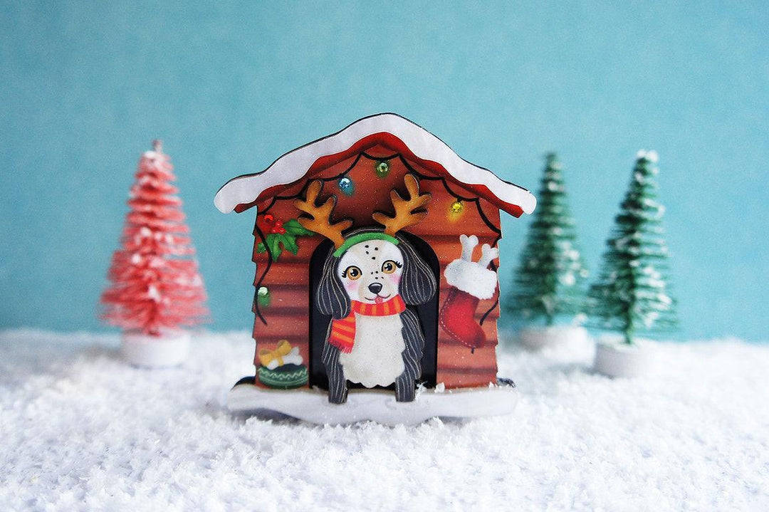 Christmas Dog House Brooch by Laliblue - Quirks!