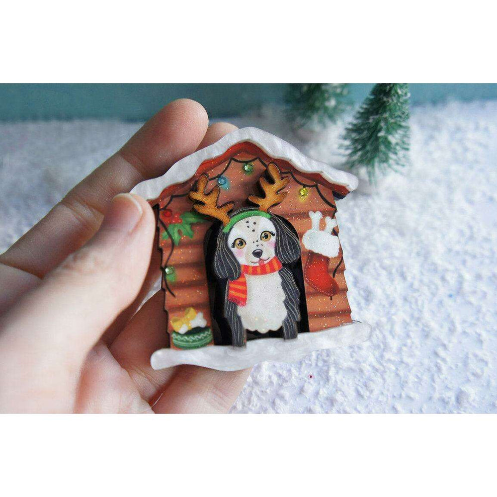 Christmas Dog House Brooch by Laliblue - Quirks!