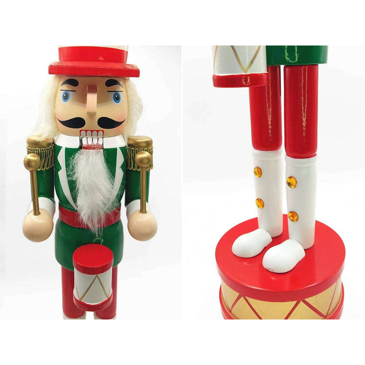 Christmas Drummer Nutcracker. Wizardi Classic Wooden Festive Decoration F07M14-32-N01819A