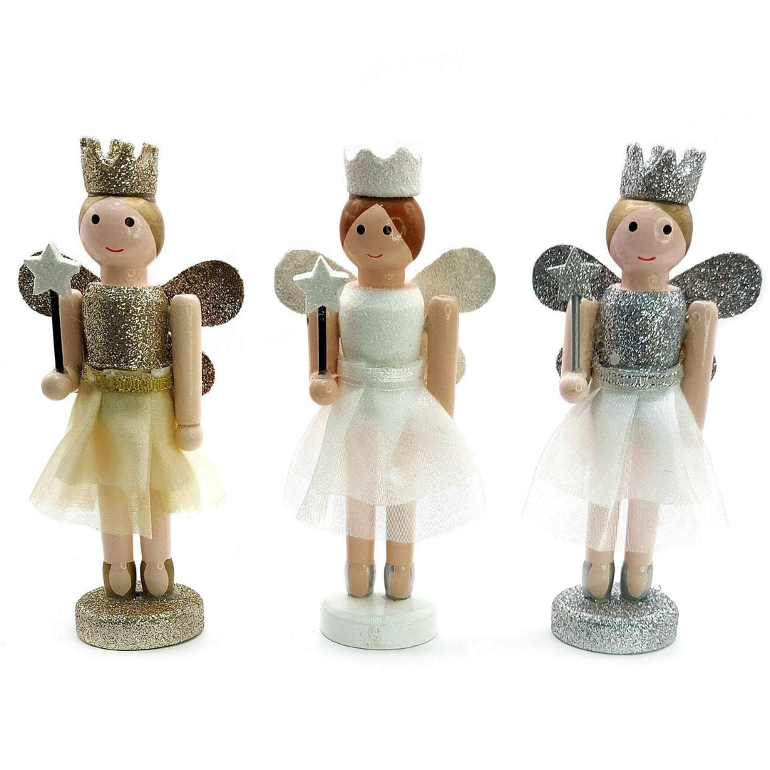 Christmas Fairies Set. Wizardi Classic Wooden Festive Decoration F07M14-13-N01657