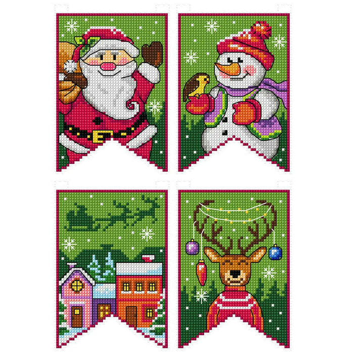 Christmas flags - green 190CS Counted cross stitch kit with plastic canvas