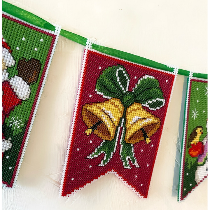 Christmas Flags - red 193CS Counted cross stitch kit with plastic canvas