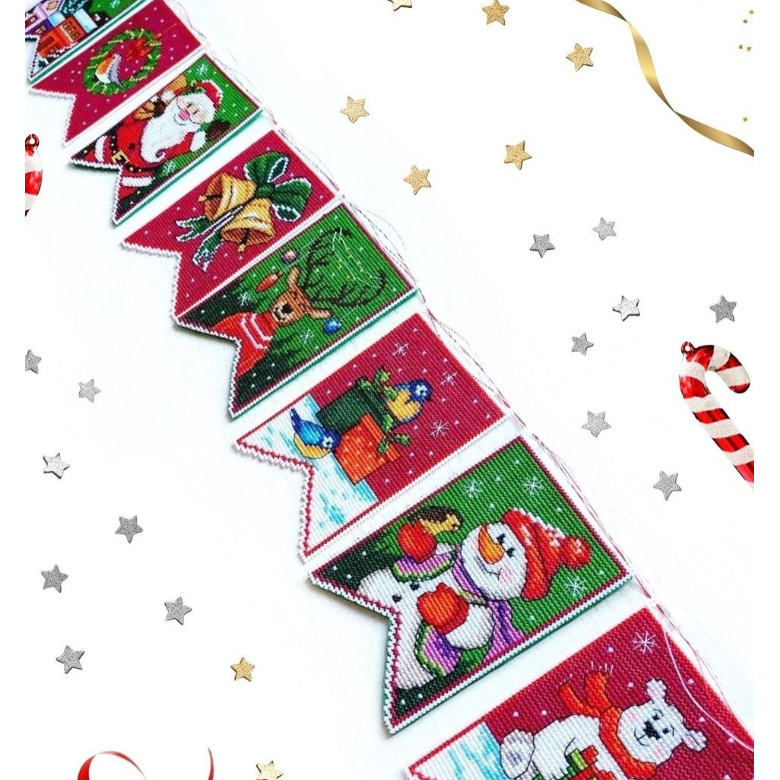 Christmas Flags - red 193CS Counted cross stitch kit with plastic canvas