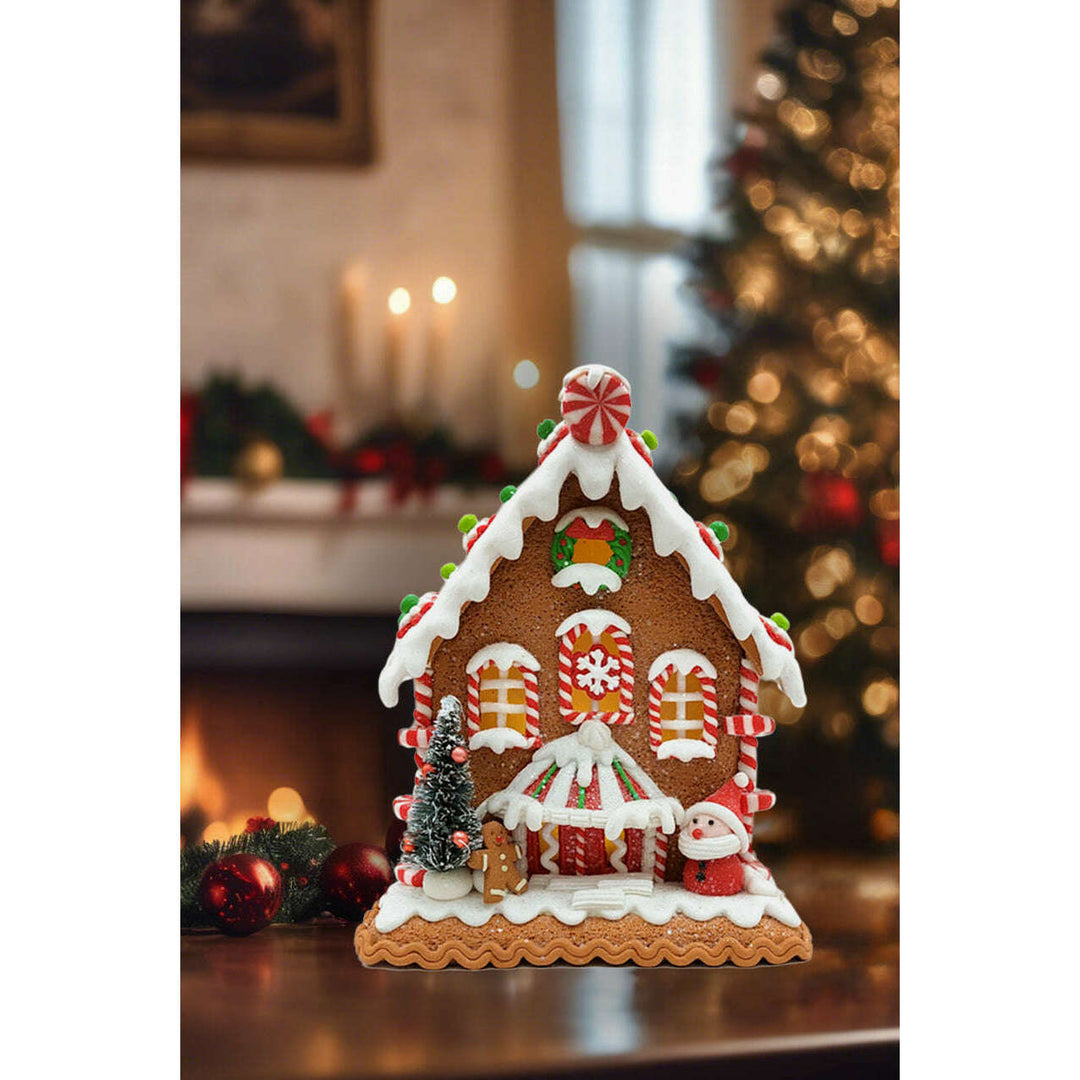 Christmas Gingerbread House with Santa. Wizardi Festive Decoration F07-N2-23-AAA008A