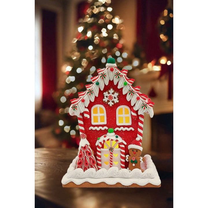 Christmas Gingerbread Snowy House with Gingerbread Man. Wizardi Festive Decoration F07-N2-22-A2561