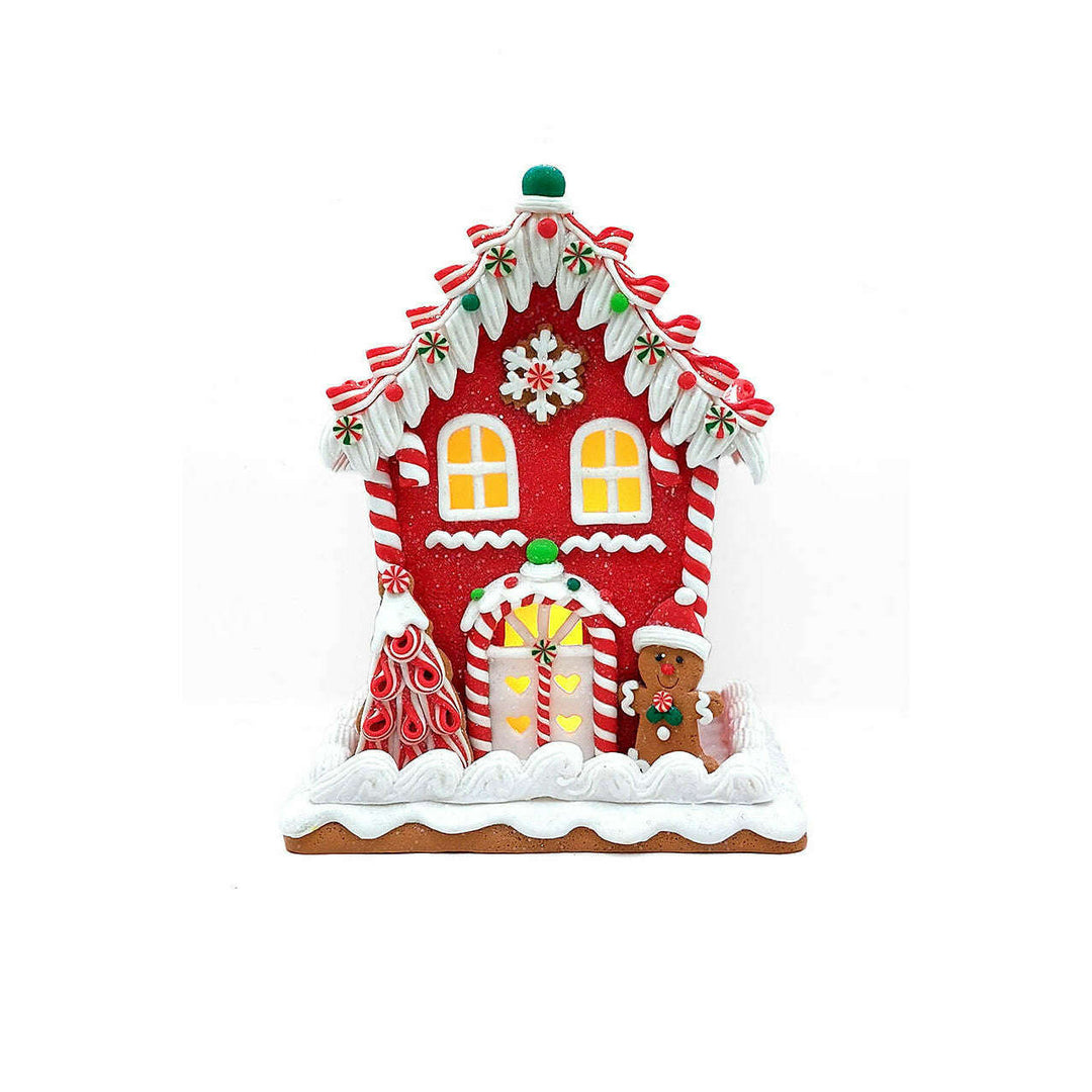 Christmas Gingerbread Snowy House with Gingerbread Man. Wizardi Festive Decoration F07-N2-22-A2561