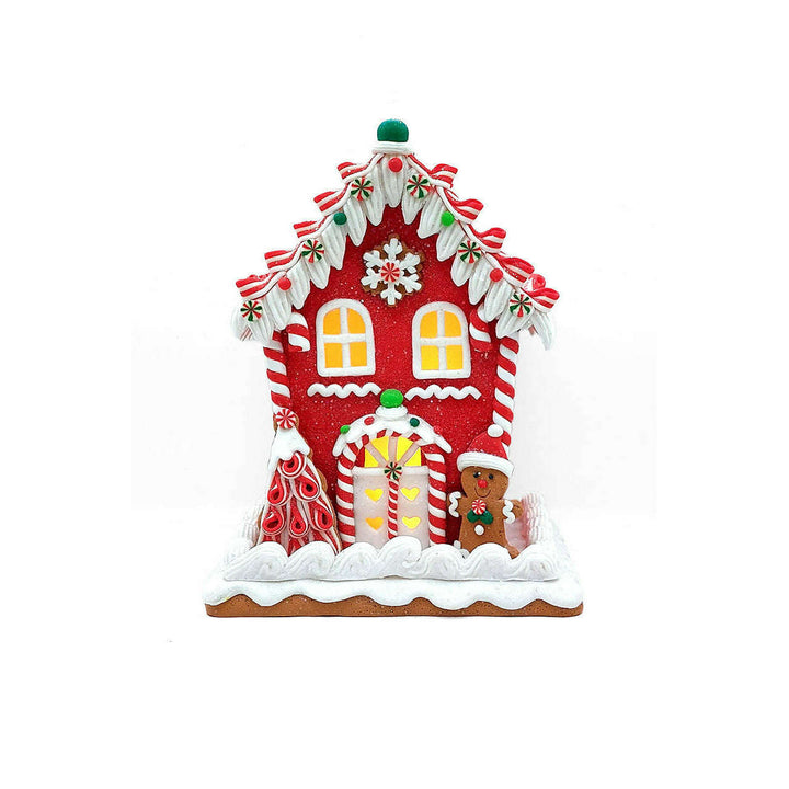 Christmas Gingerbread Snowy House with Gingerbread Man. Wizardi Festive Decoration F07-N2-22-A2561